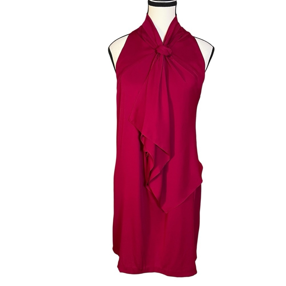 Diane Von Furstenberg Morana Stretch Silk Dress High Neck Size 4 Berry Red NWT - Picture 1 of 9